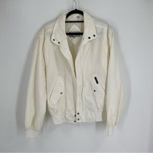 Members Only Cream Windbreaker Bomber Jacket size 42